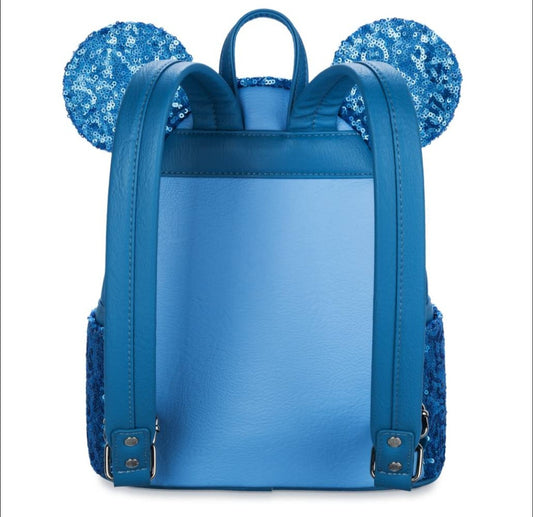 Disney Parks Blue Hydrangea Sequin Mini Backpack