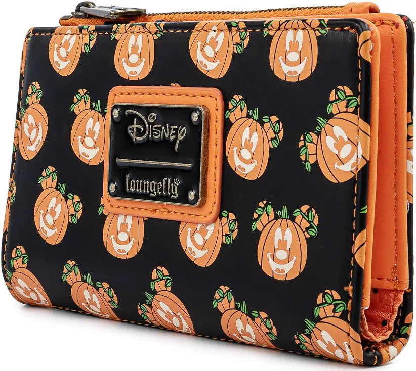 Disney Mick-O-Lantern GITD Glow in the Dark Pumpkin Flap Wallet