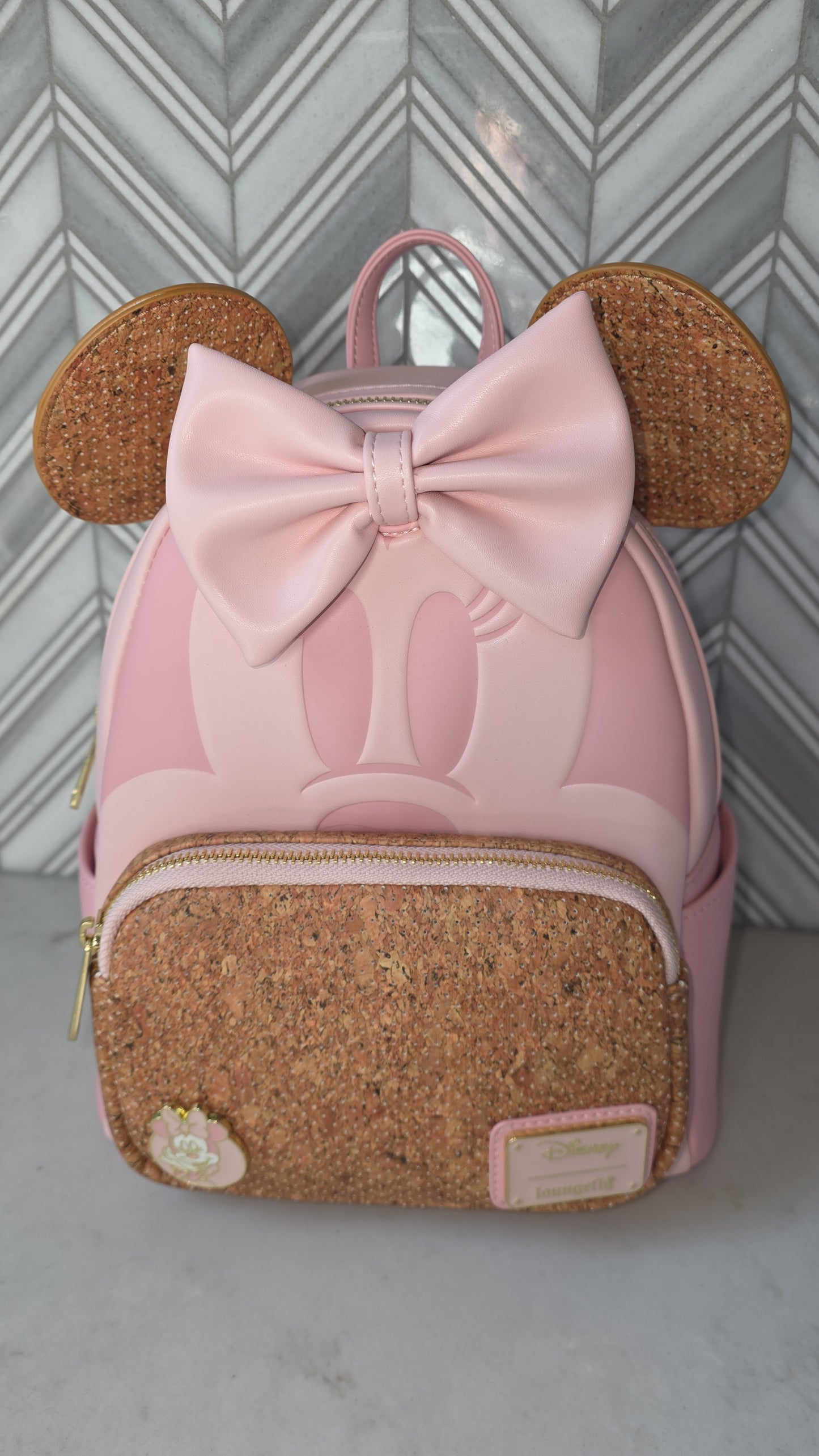 Disney Minnie Mouse Cosplay Blush Cork Trading Pin Mini Backpack with Starter Pin and Lanyard Set