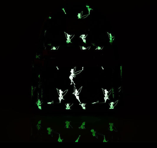 Disney Peter Pan Tinkerbell Teal GITD Glow in the Dark AOP Mini Backpack