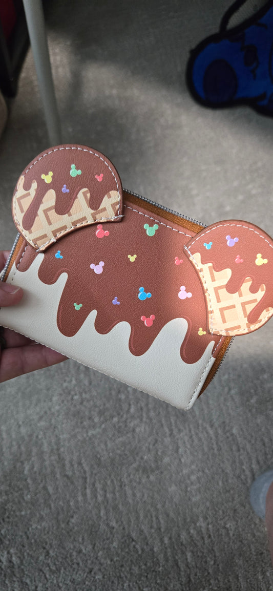 Disney Mickey Ice Cream Sepia Figment Medium Zip