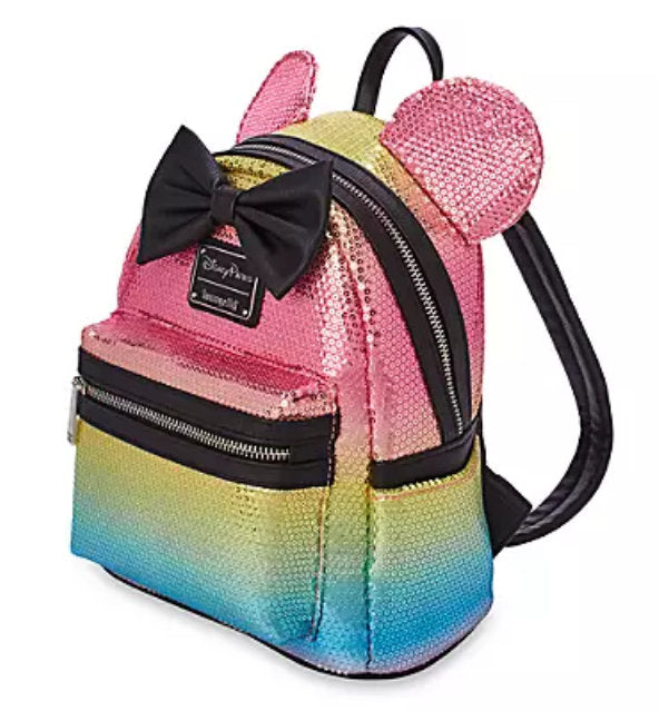 Disney Parks Minnie Mouse Rainbow Ombre Sequin Mini Backpack