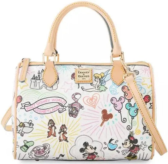 Disney Dooney & Bourke Mickey & Minnie Sketch Barrel Bag