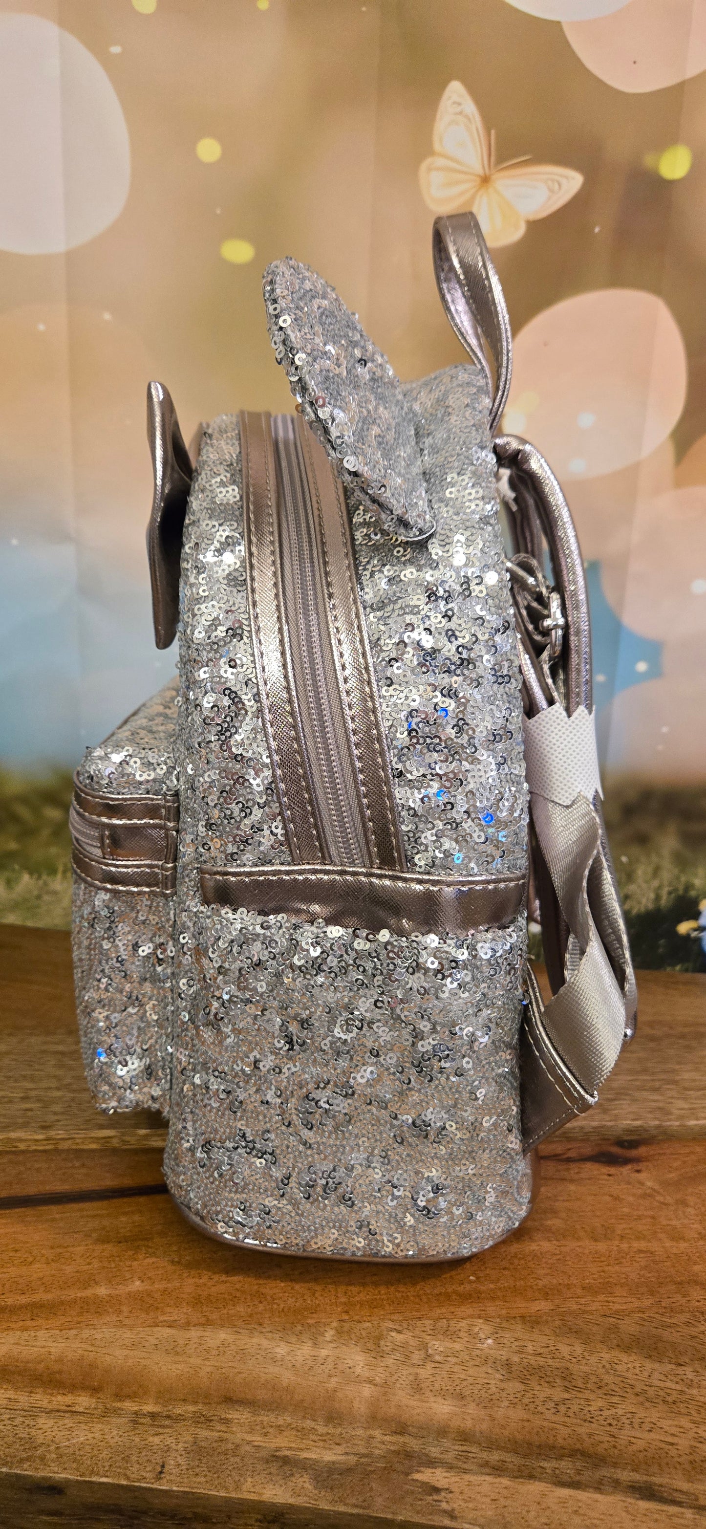 Disney Minnie Mouse Silver Sequin Mini Backpack