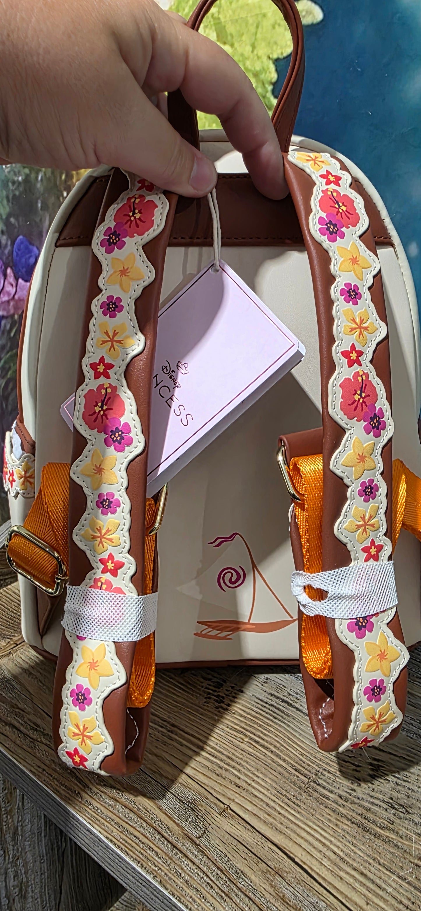 BUNDLE: Loungefly Disney Moana Floral Mini Backpack and Matching Wristlet Wallet