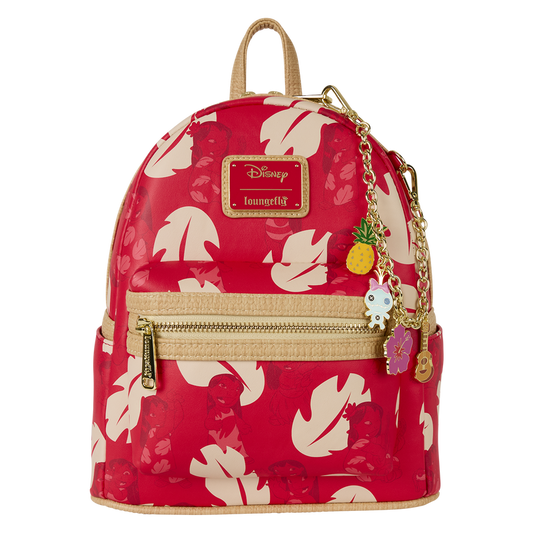 Disney Lilo and Stitch Limited Release Red Charm Raffia Mini Backpack