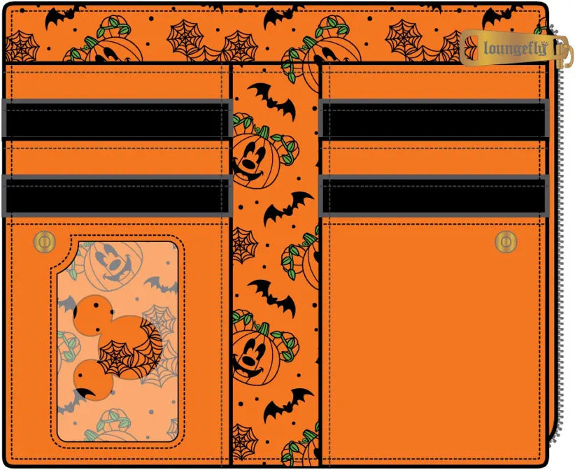 Disney Mick-O-Lantern GITD Glow in the Dark Pumpkin Flap Wallet