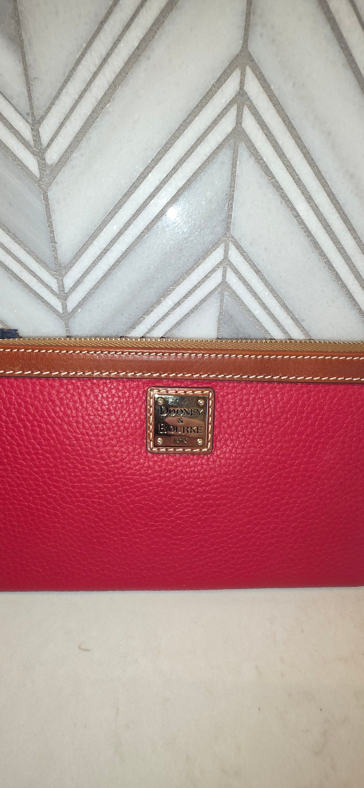 WALLET: Dooney and Bourke Red Pebbles Leather Wristlet