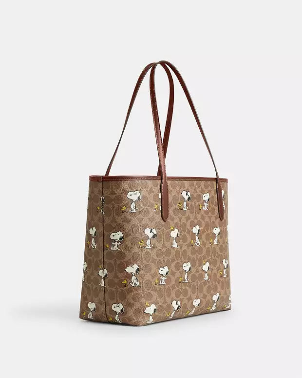 Coach X Peanuts 75th Anniversary Snoopy City Tote Bag in Signature Canvas