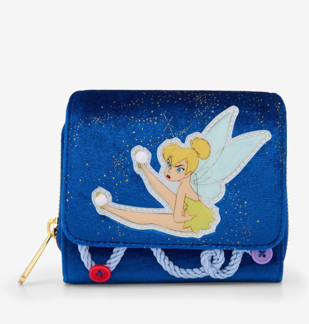 Disney Peter Pan Tinkerbell Sassy Button Velvet Indexer Wallet