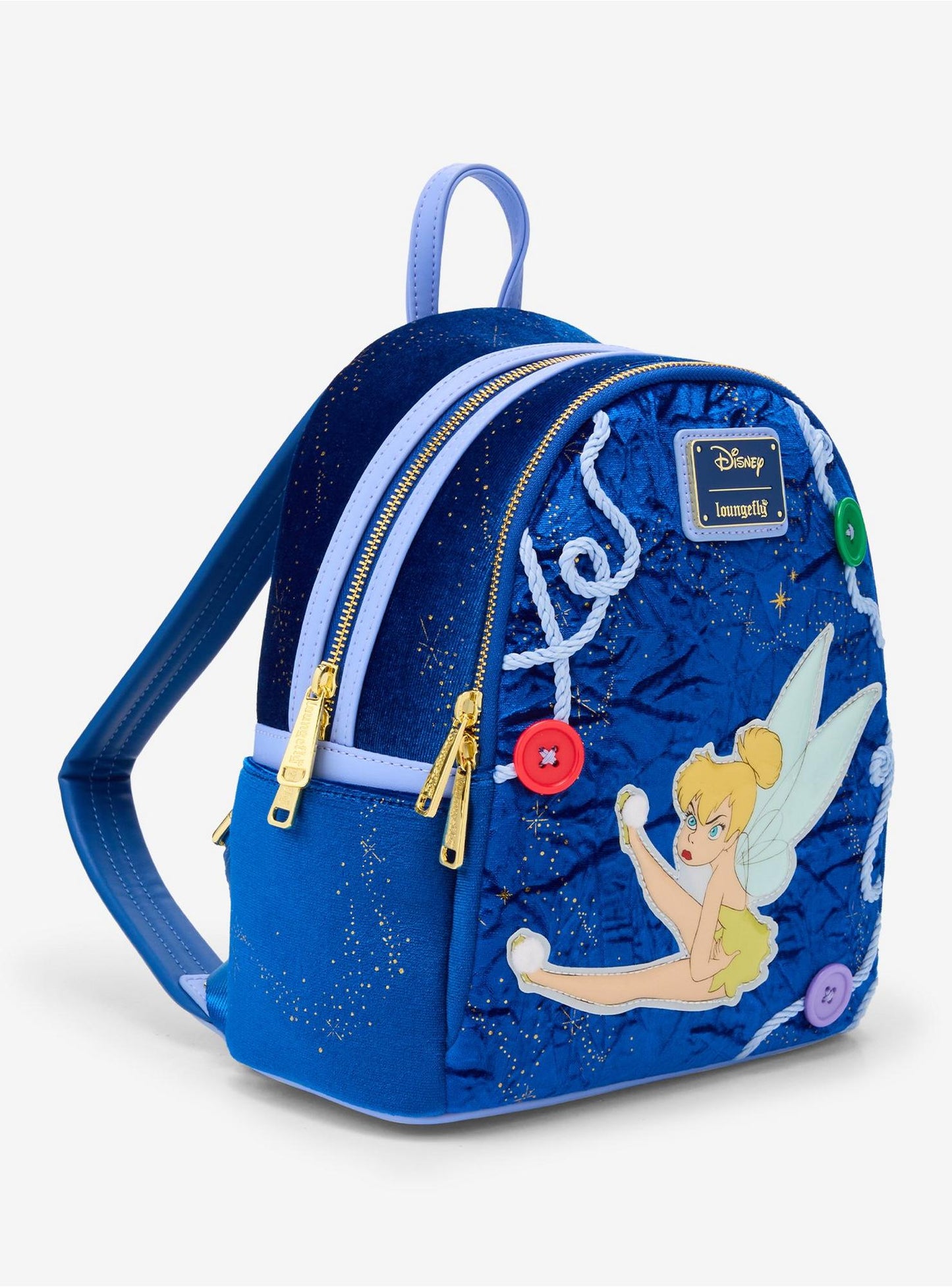 Disney Peter Pan Tinkerbell Light Up Sassy Button Velvet Mini Backpack