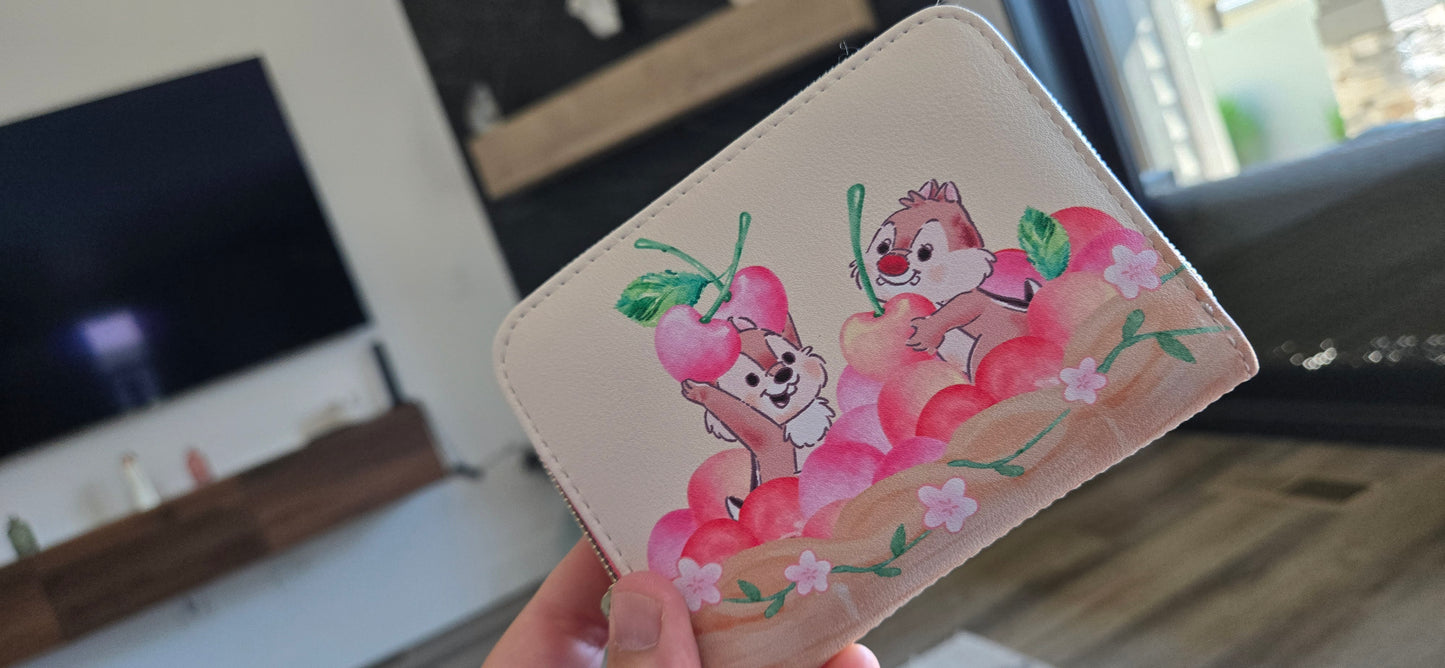 Disney Chip and Dale Cherry Basket Zip Around Wallet