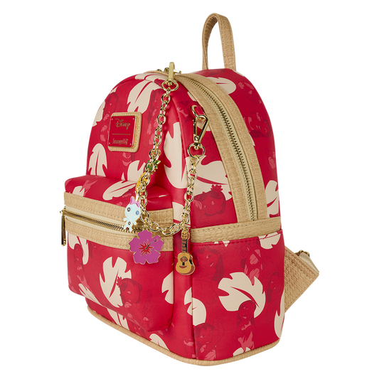 Disney Lilo and Stitch Limited Release Red Charm Raffia Mini Backpack
