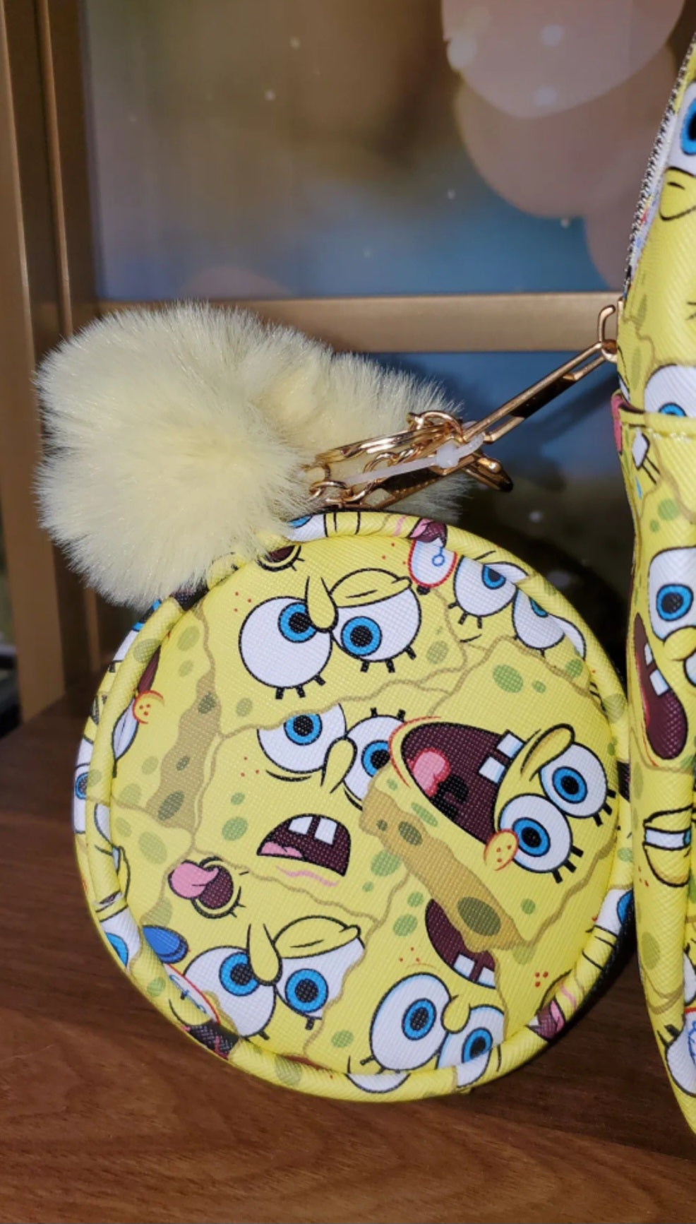 Nickelodeon SpongeBob Square Pants AOP Mini Backpack with Matching Coin Purse and Keychain Bag Clip