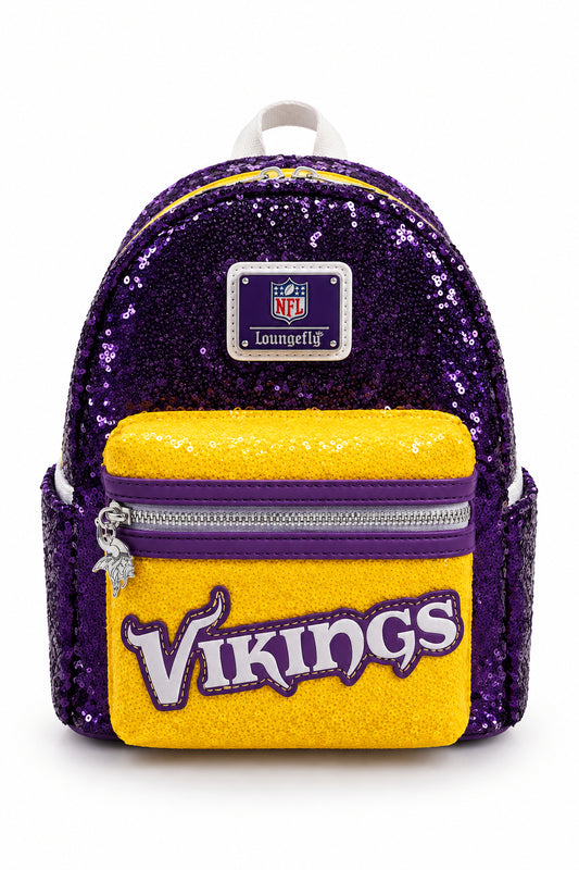 BP: Loungefly NFL Minnesota Vikings Football Sequin Mini Backpack