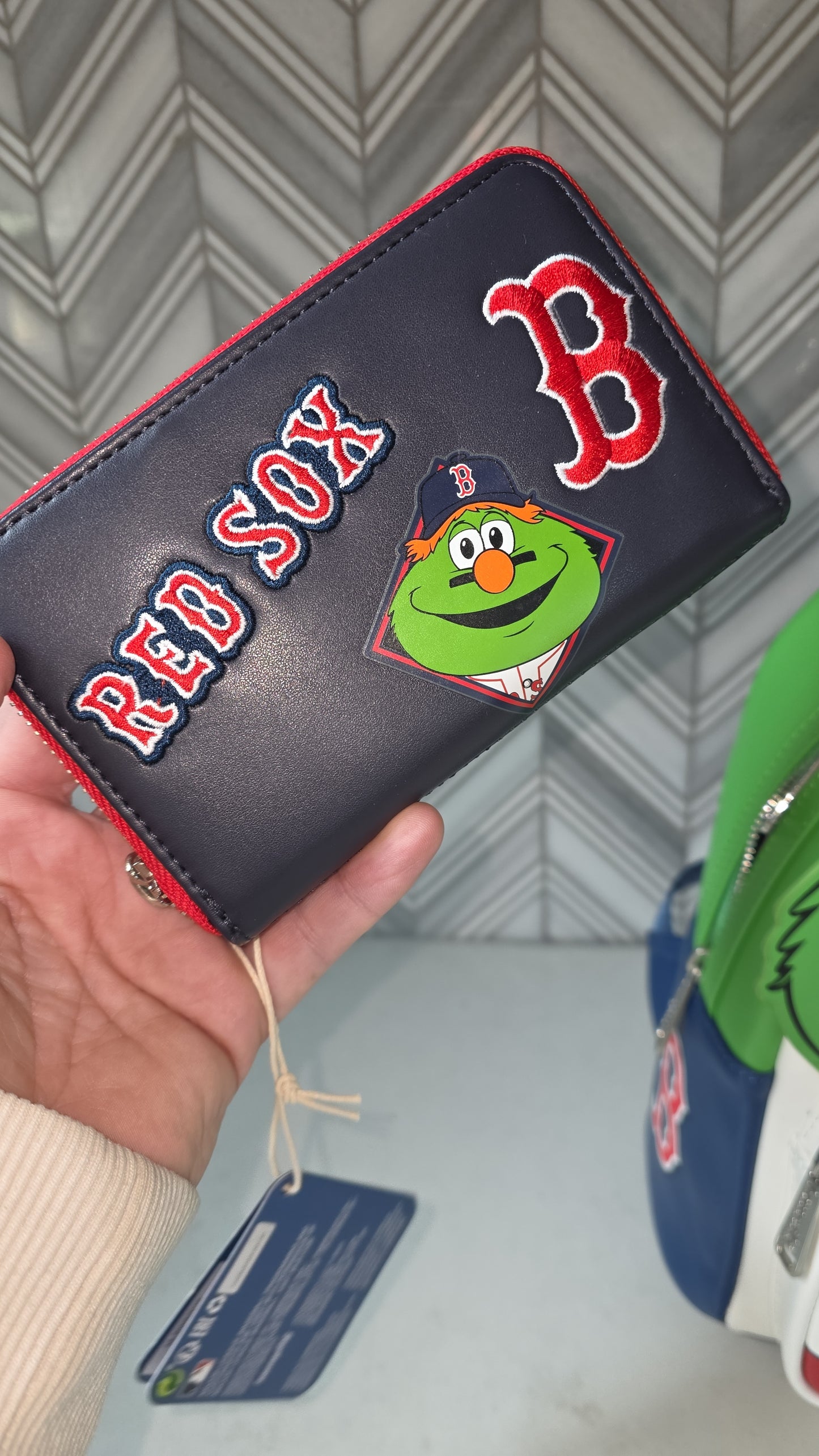 MLB Boston Red Sox Green Monster Mascot Patch Baseball Mini Backpack with Matching Wallet