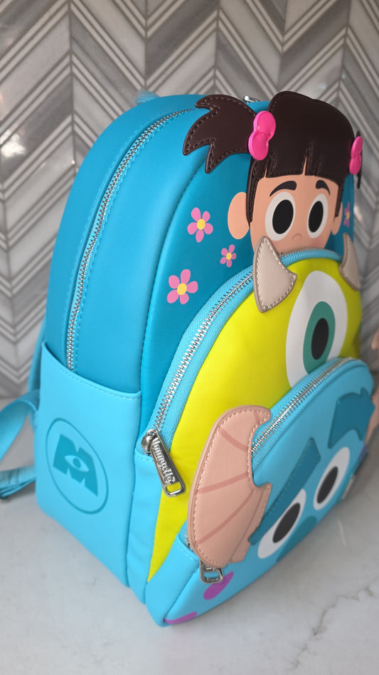 Disney Pixar Monster's Inc Retired Multi-Character Triple Pocket Mini Backpack