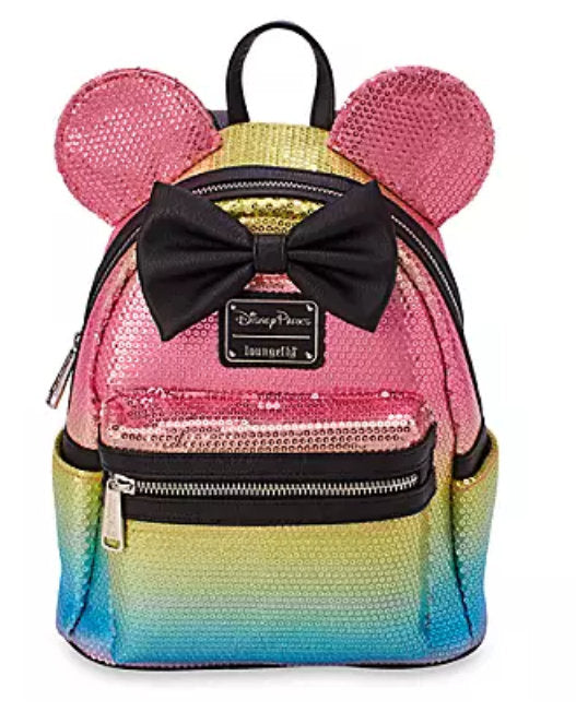 Disney Parks Minnie Mouse Rainbow Ombre Sequin Mini Backpack
