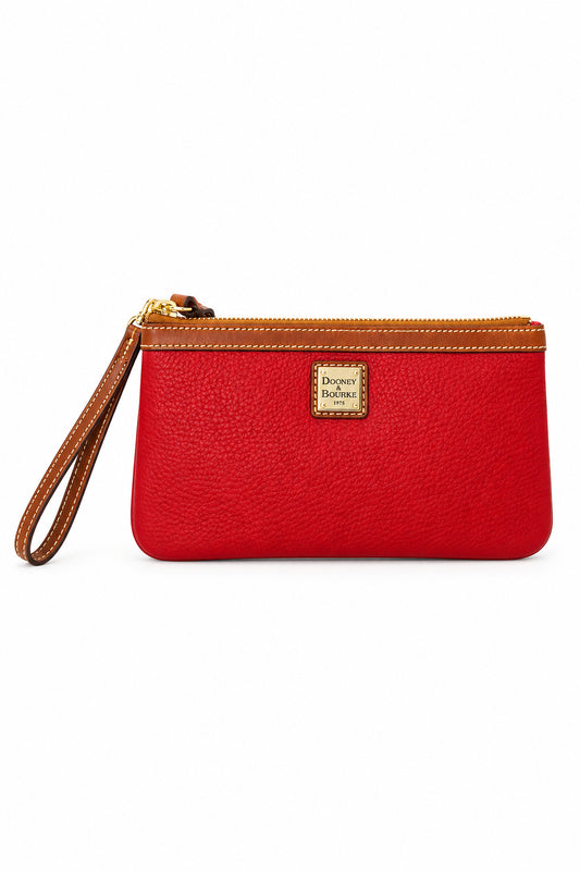 WALLET: Dooney and Bourke Red Pebbles Leather Wristlet