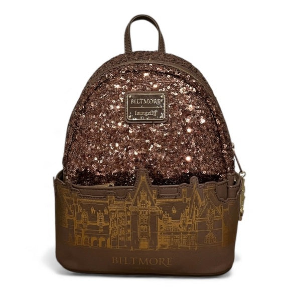 Biltmore Mansion Brown Sequin Limited Edition Mini Backpack