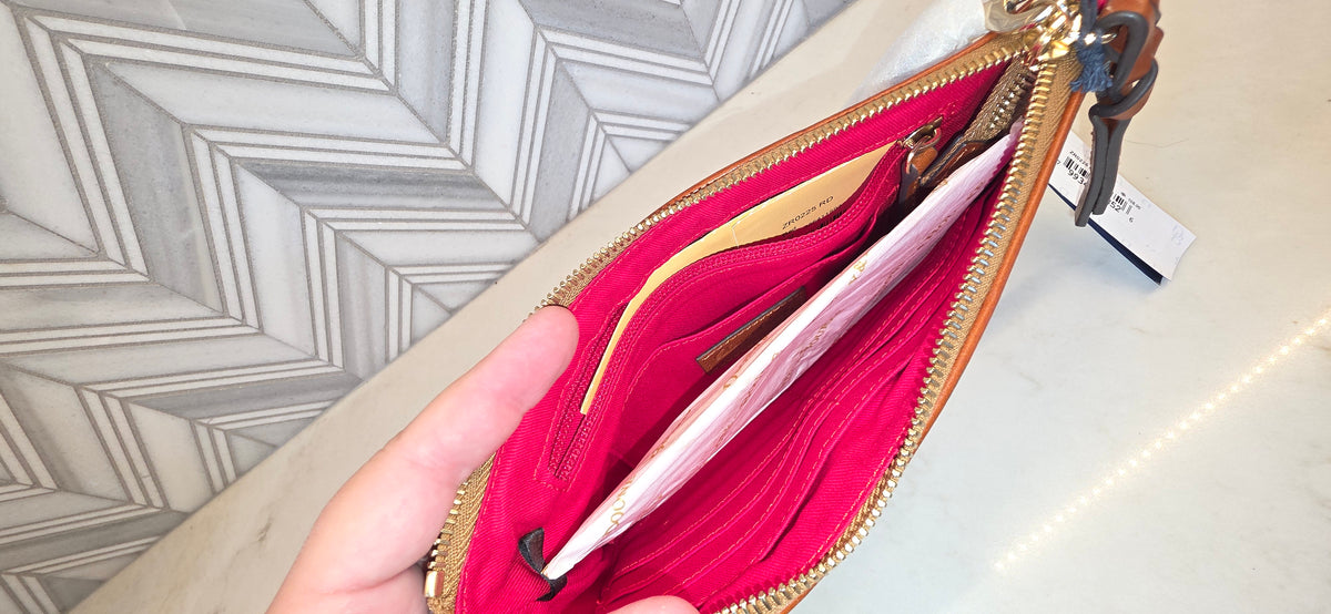 WALLET: Dooney and Bourke Red Pebbles Leather Wristlet