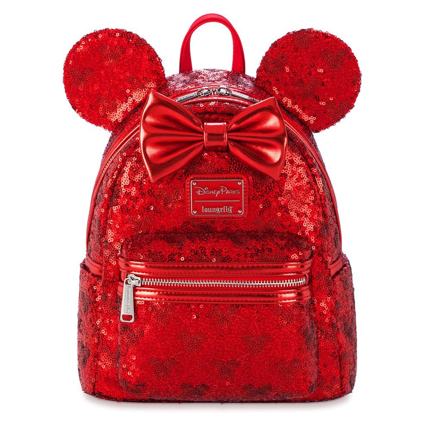 Disney Parks Minnie Mouse Red Hidden Mickeys Sequin Mini Backpack with Matching Ears Headband