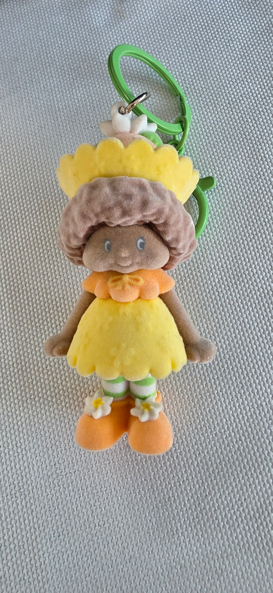 KEYCHAIN: Strawberry Shortcake Orange Blossom Flocked Keychain Bag Clip