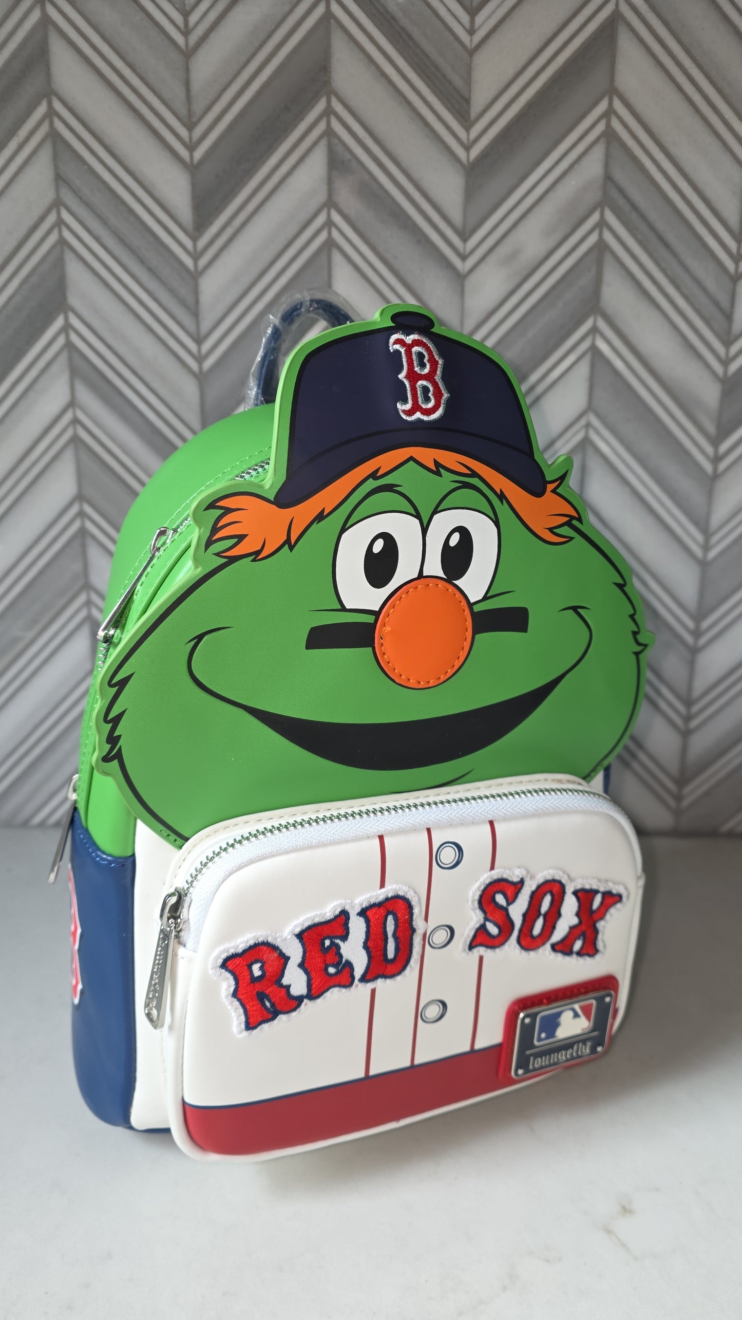 MLB Boston Red Sox Green Monster Mascot Patch Baseball Mini Backpack with Matching Wallet