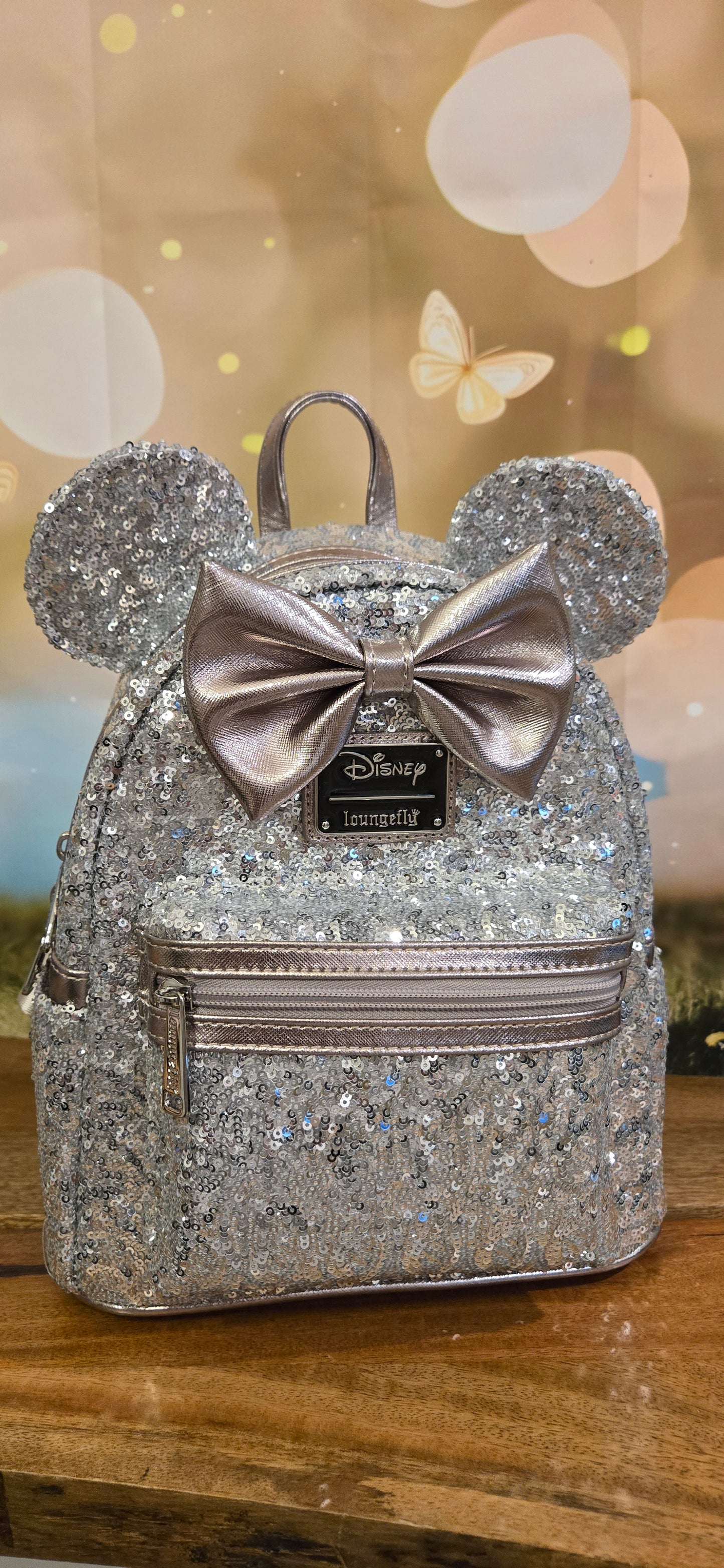 Disney Minnie Mouse Silver Sequin Mini Backpack