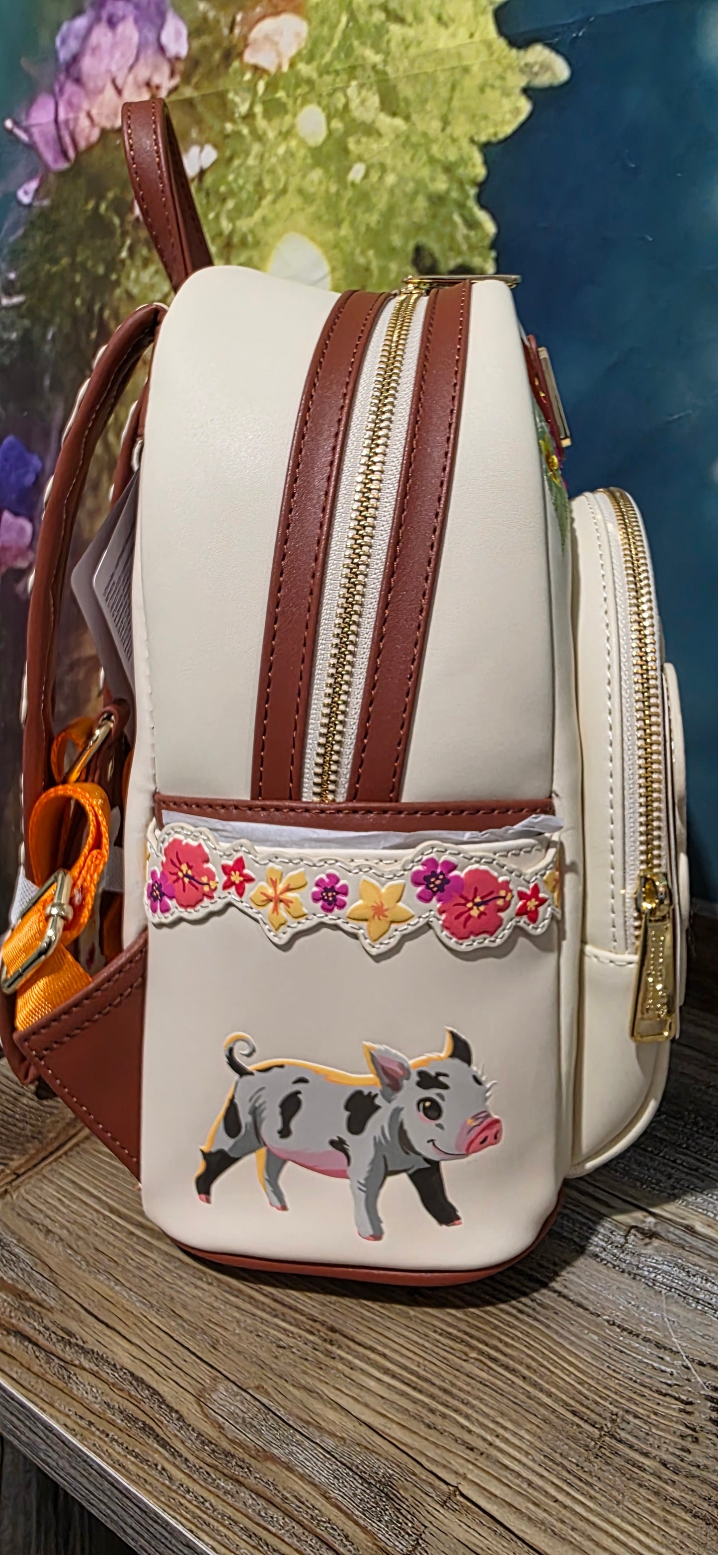 BUNDLE: Loungefly Disney Moana Floral Mini Backpack and Matching Wristlet Wallet