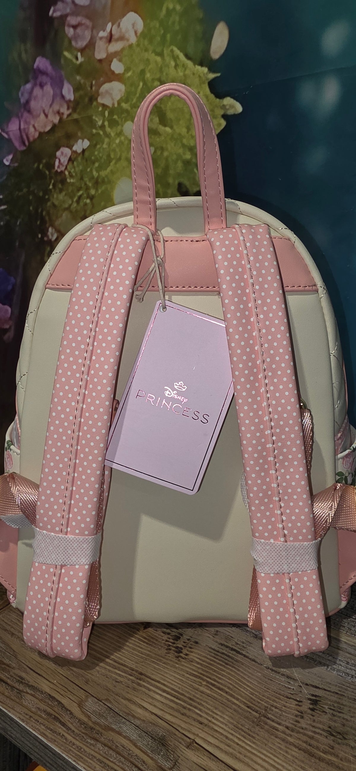 BUNDLE: Loungefly Disney Beauty and the Beast Belle Tea Time Roses Mini Backpack and Matching Indexer Wallet