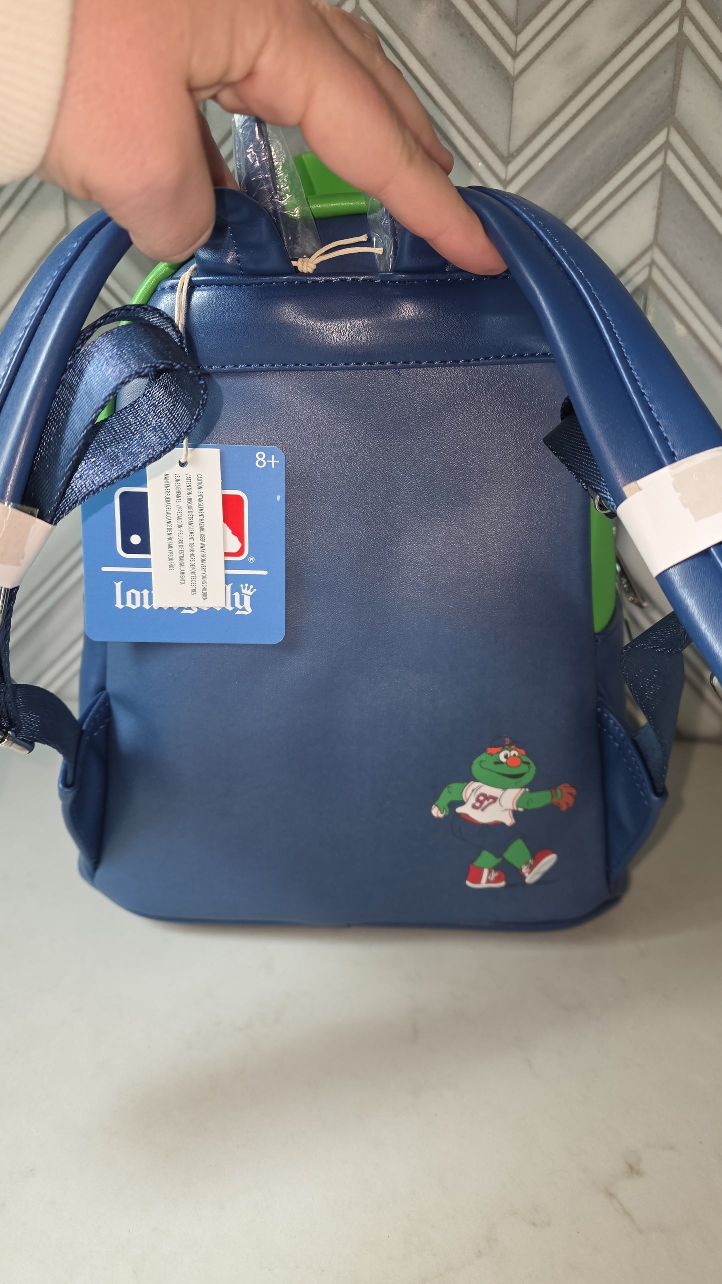 MLB Boston Red Sox Green Monster Mascot Patch Baseball Mini Backpack with Matching Wallet