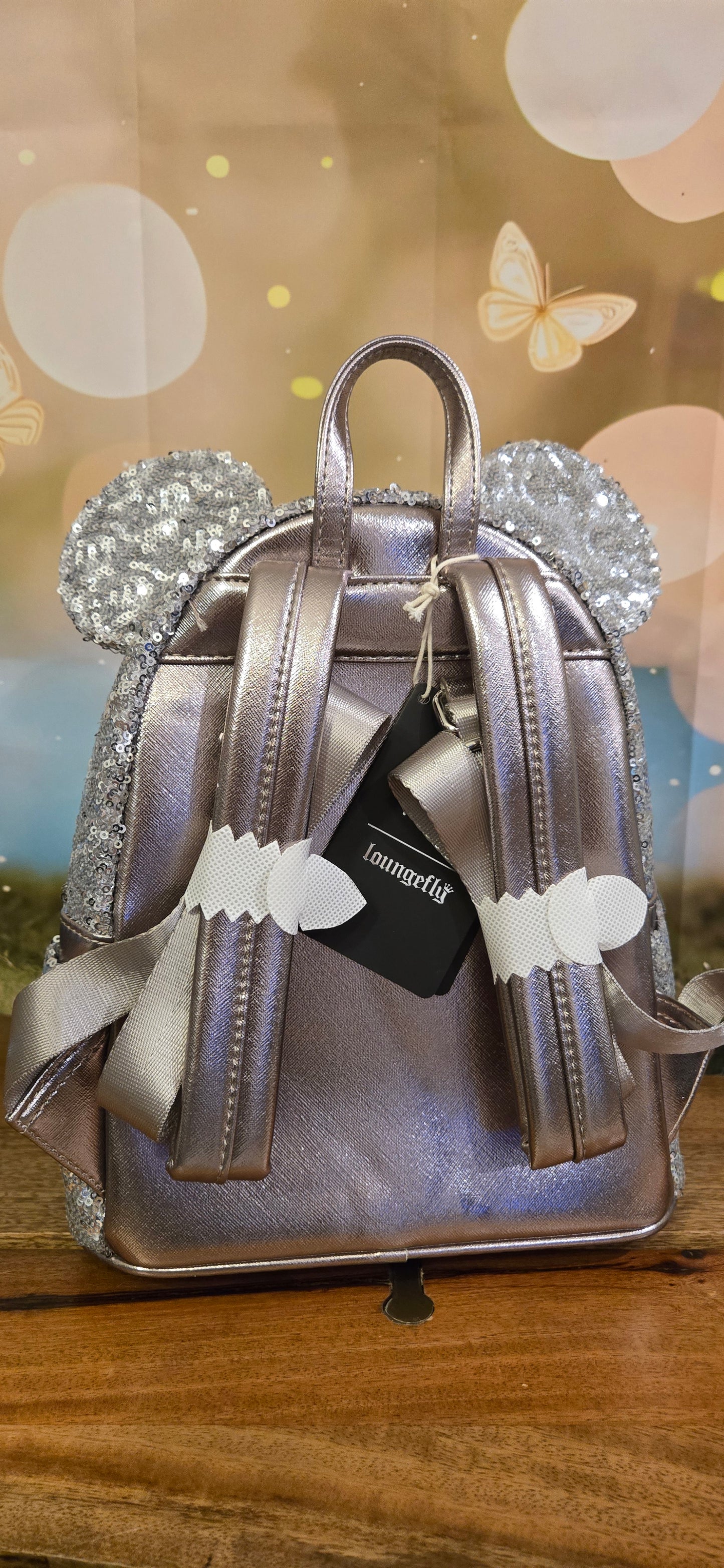 Disney Minnie Mouse Silver Sequin Mini Backpack