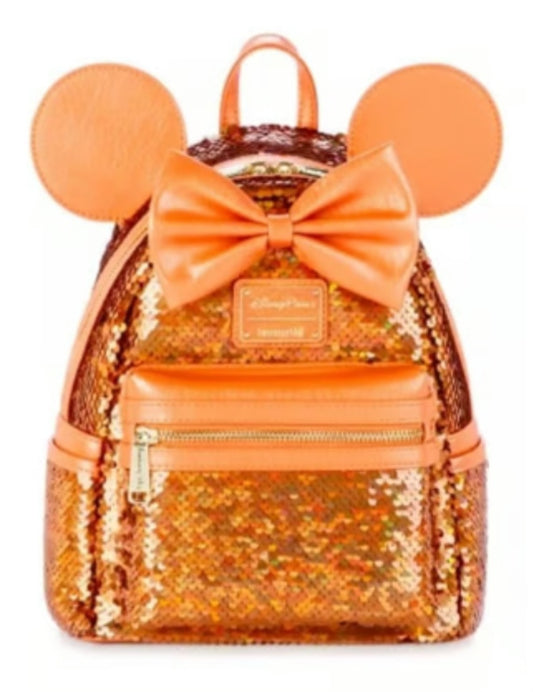 Disney Parks Minnie Mouse Peach Punch Sequin Mini Backpack