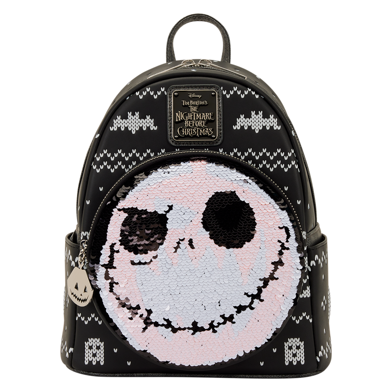 Disney NBC The Nightmare Before Christmas Jack Skellington Sequin Christmas Sweater Mini Backpack