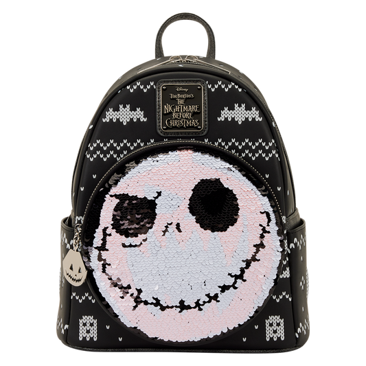 Disney NBC The Nightmare Before Christmas Jack Skellington Sequin Christmas Sweater Mini Backpack