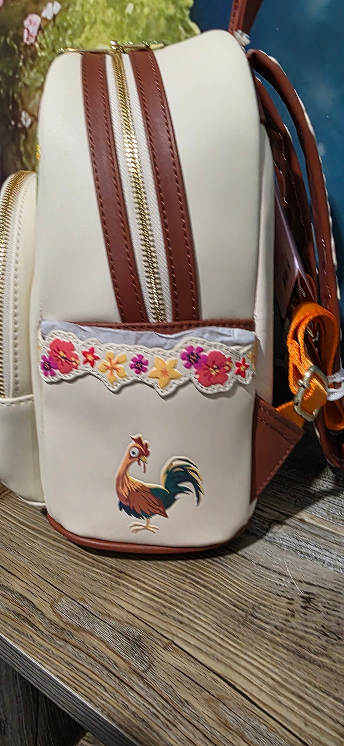 BUNDLE: Loungefly Disney Moana Floral Mini Backpack and Matching Wristlet Wallet
