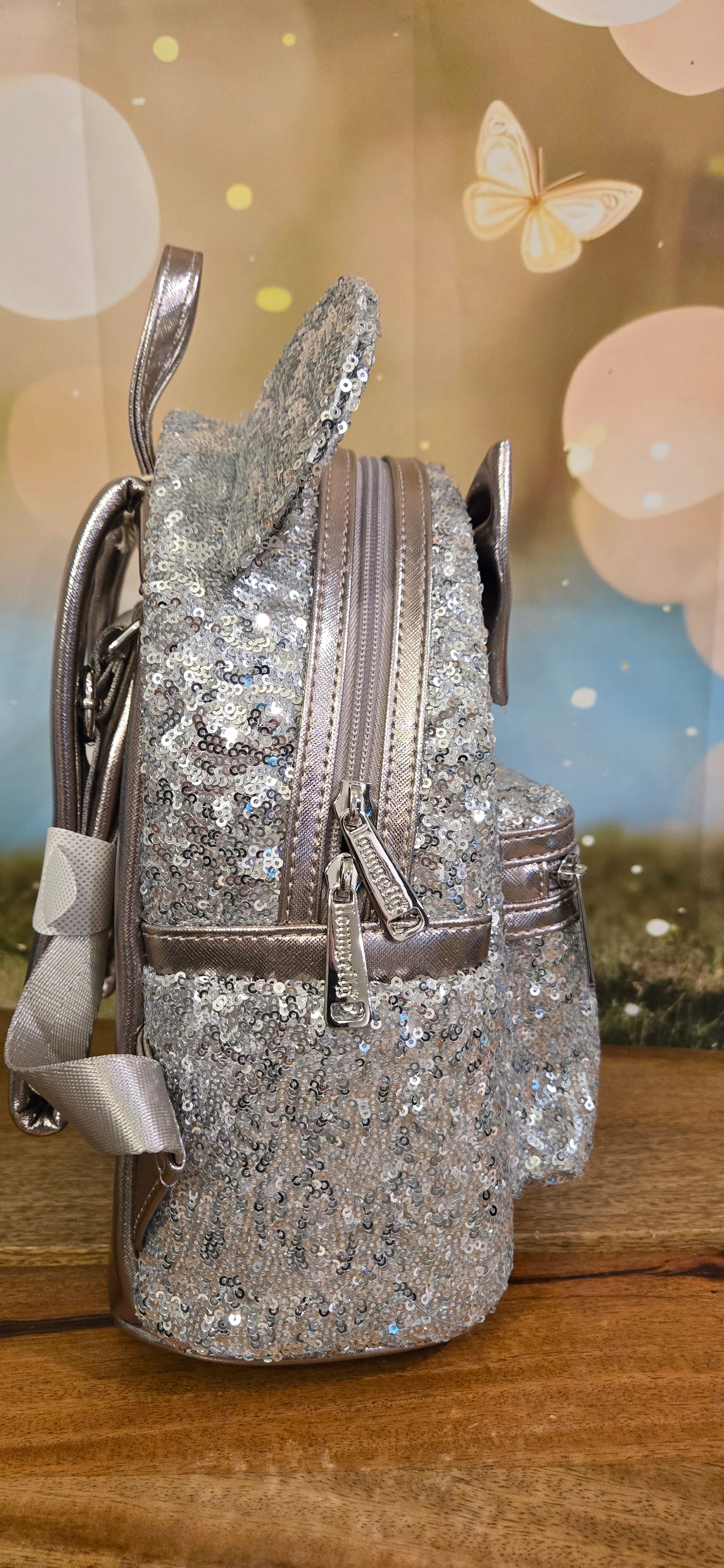 Disney Minnie Mouse Silver Sequin Mini Backpack
