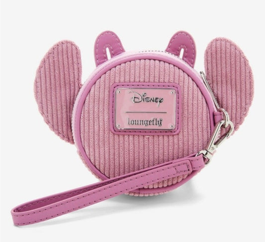 Disney Stitch Angel Corduroy Minimal Round Coin Purse Wristlet