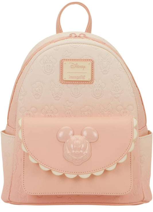 Disney Mickey Mouse and Friends Debossed Pink and Peach Ombre Mini Backpack
