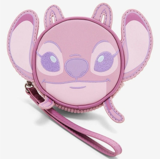 Disney Stitch Angel Corduroy Minimal Round Coin Purse Wristlet