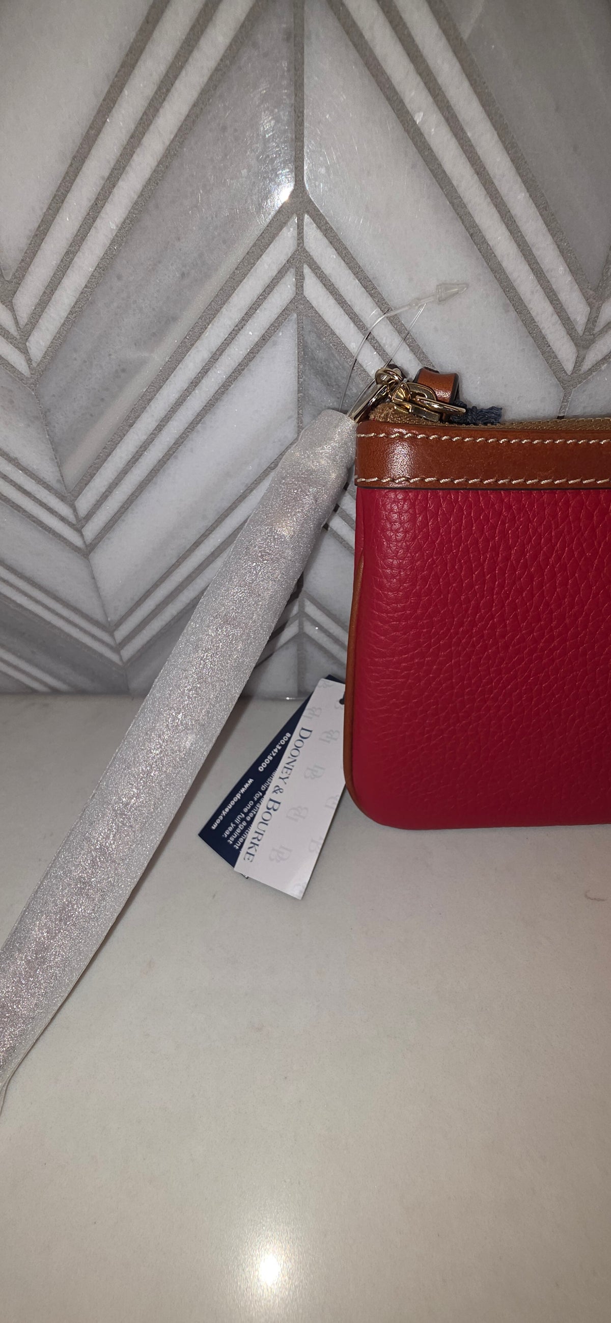 WALLET: Dooney and Bourke Red Pebbles Leather Wristlet