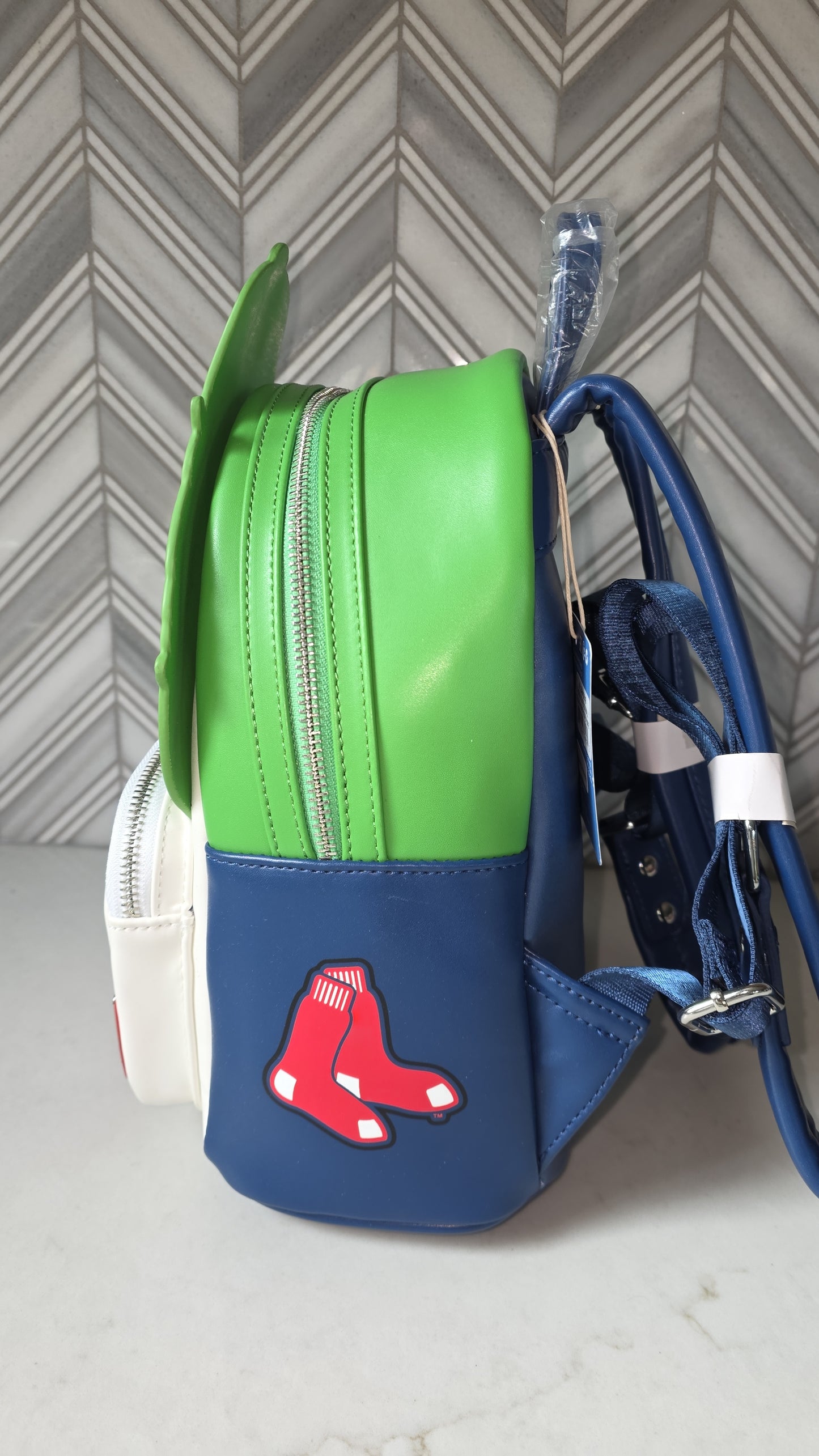 MLB Boston Red Sox Green Monster Mascot Patch Baseball Mini Backpack with Matching Wallet
