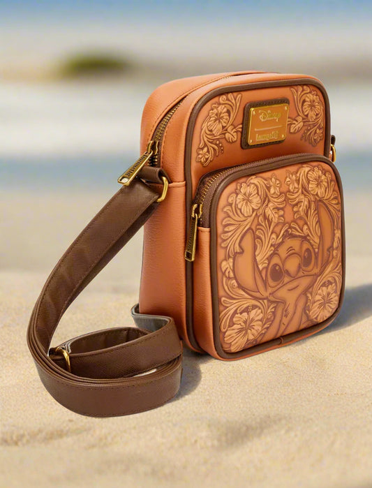 Disney Stitch Tooled Brown Crossbody