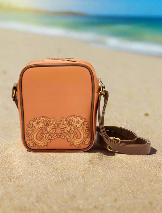 Disney Stitch Tooled Brown Crossbody