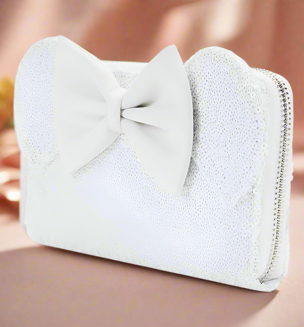 Disney Minnie Mouse Sequin Wedding Zip Around Wallet Loungefly