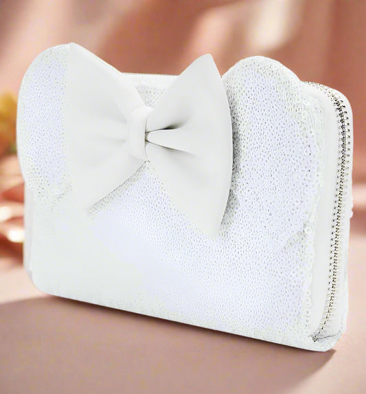 Disney Minnie Mouse Sequin Wedding Zip Around Wallet Loungefly